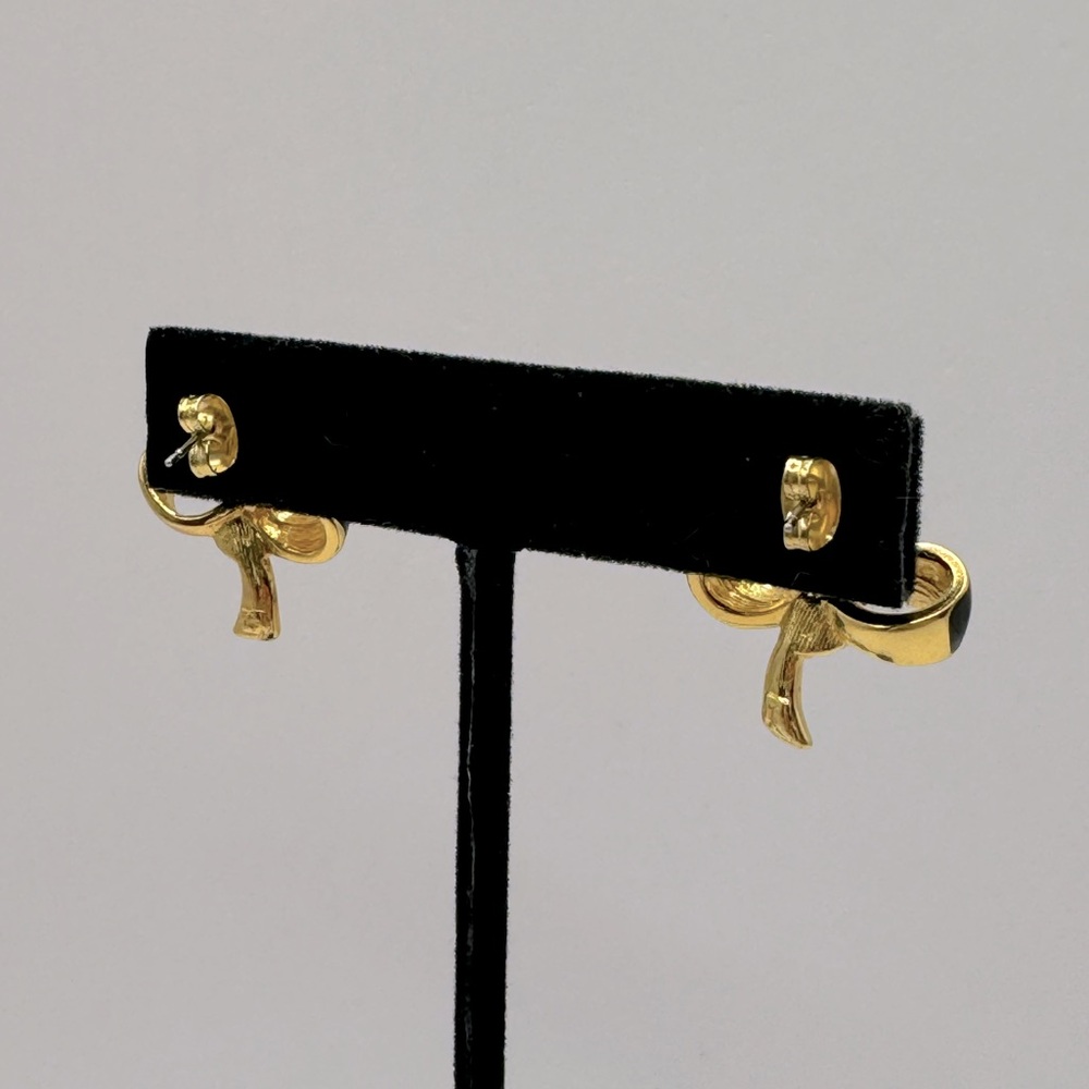 VINTAGE Enamel Bow Earrings - Picture 5 of 11